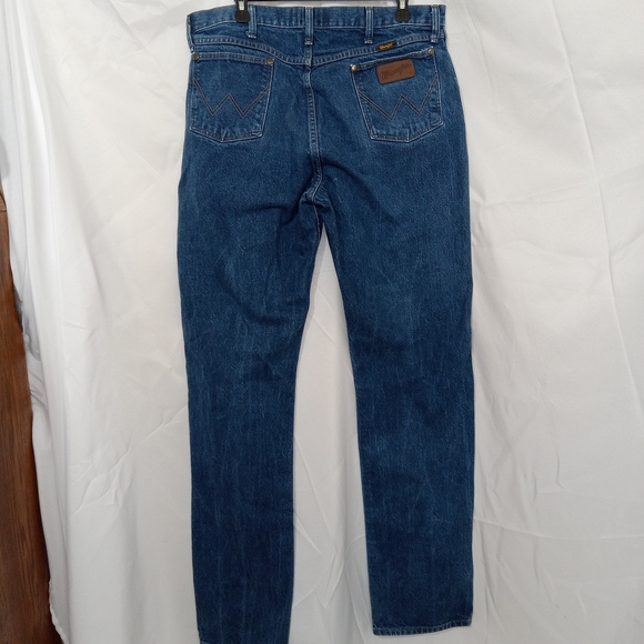 Wrangler 47 MWZ Jeans Mens 37×38 Dark 100% Cotton Rodeo Riding Cowboy Western - Picture 5 of 8
